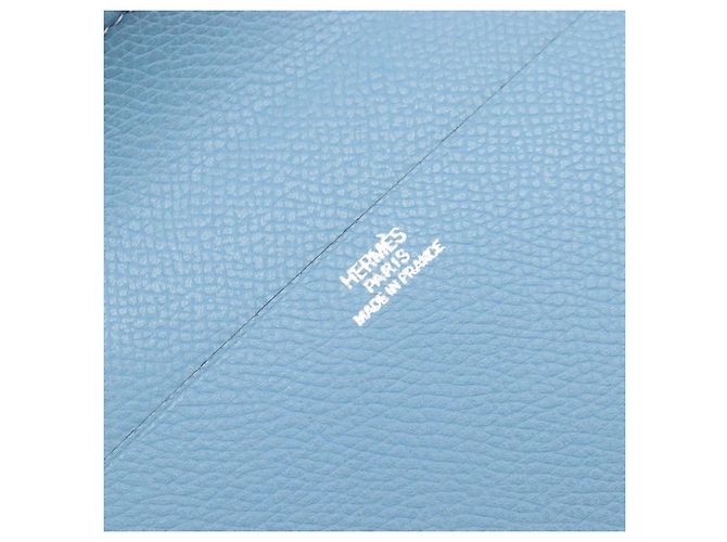 Hermès HERMES Agenda Vision 2 Day Planner Cover Leather Light Blue Silver Auth BA16011V Plata Azul claro - vista 17