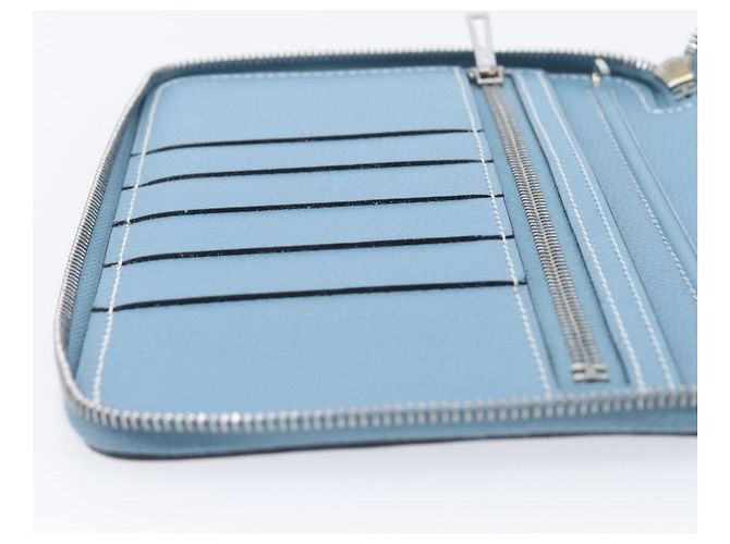 Hermès HERMES Agenda Vision 2 Day Planner Cover Leather Light Blue Silver Auth BA16011V Plata Azul claro - vista 18