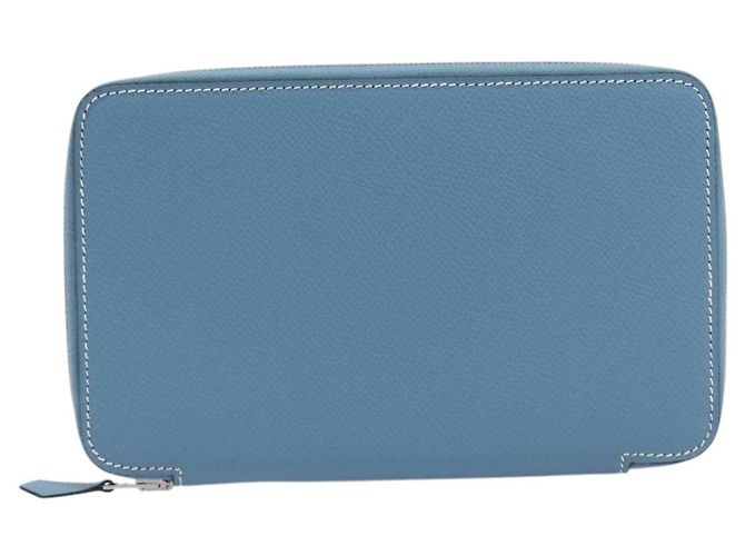 Hermès HERMES Agenda Vision 2 Day Planner Cover Leather Light Blue Silver Auth BA16011V Plata Azul claro - vista 2
