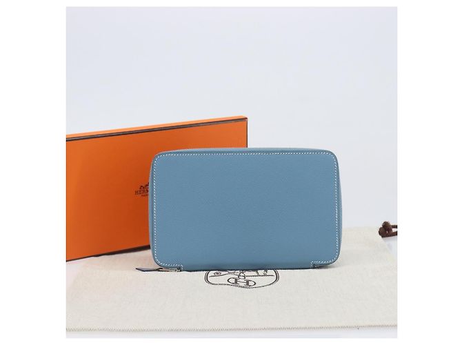 Hermès HERMES Agenda Vision 2 Day Planner Cover Leather Light Blue Silver Auth BA16011V Plata Azul claro - vista 26