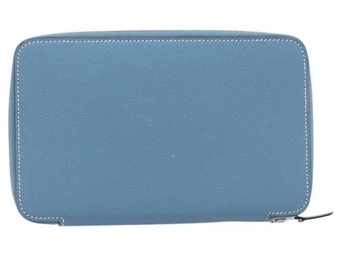 Hermès HERMES Agenda Vision 2 Day Planner Cover Leather Light Blue Silver Auth BA16011V Plata Azul claro - vista 3