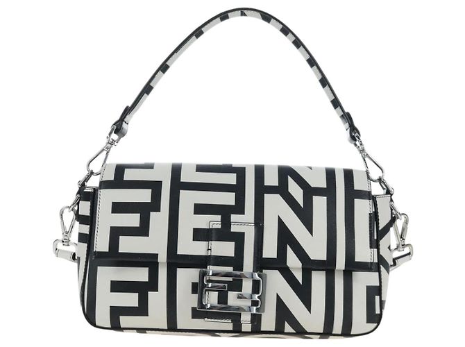 Borsa a tracolla FENDI Mamma Baguette in pelle Mark Jacobs Nera 8BR600 Auth 206295M Nero Argento - vista 2