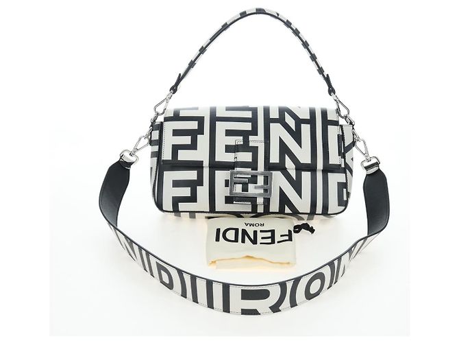 Borsa a tracolla FENDI Mamma Baguette in pelle Mark Jacobs Nera 8BR600 Auth 206295M Nero Argento - vista 35