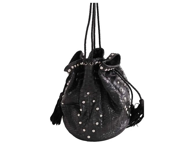 Borsa a secchiello Claris Virot in pelle esotica nera Nero - vista 2