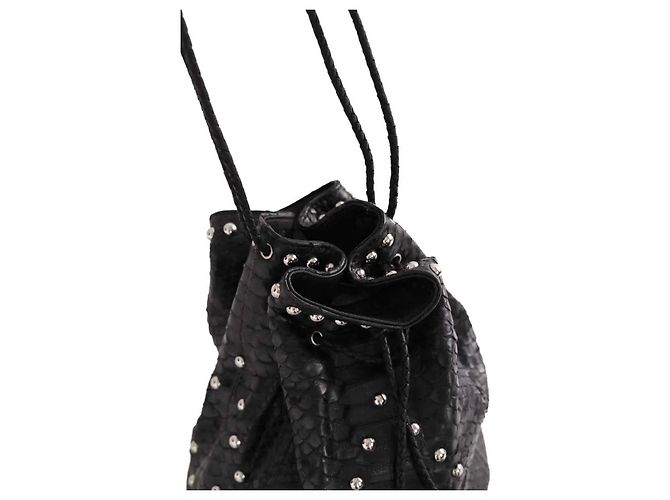 Borsa a secchiello Claris Virot in pelle esotica nera Nero - vista 3