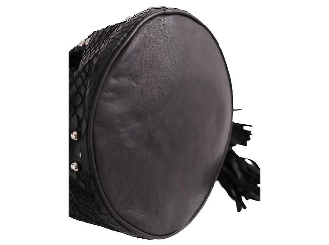 Borsa a secchiello Claris Virot in pelle esotica nera Nero - vista 4