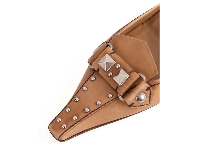 Tacchi Prada in pelle color camel Cammello - vista 5