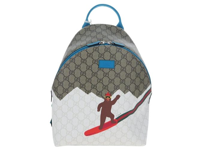 Zaino per bambini GUCCI GG Supreme PVC Beige Silver 851222 Auth LN211M Argento - vista 2