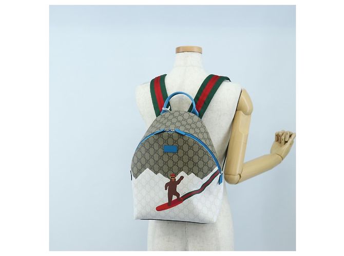 Zaino per bambini GUCCI GG Supreme PVC Beige Silver 851222 Auth LN211M Argento - vista 29