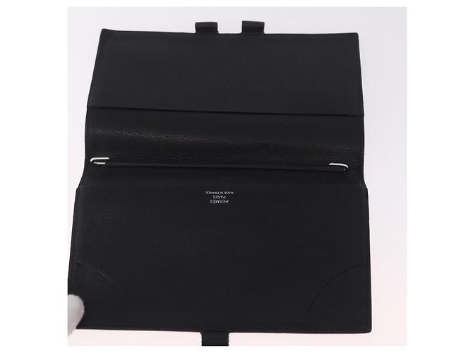 Hermès HERMES Agenda Vision Day Planner Cover Leather Black Silver Auth 206425 Negro Plata - vista 12