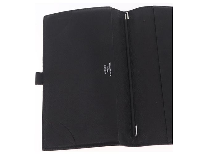 Hermès HERMES Agenda Vision Day Planner Cover Leather Black Silver Auth 206425 Negro Plata - vista 14
