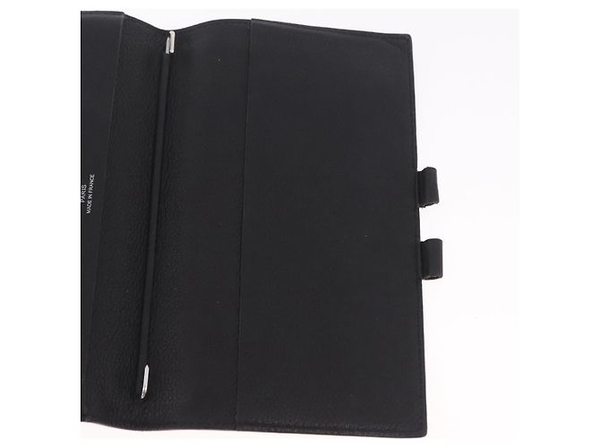 Hermès HERMES Agenda Vision Day Planner Cover Leather Black Silver Auth 206425 Negro Plata - vista 15