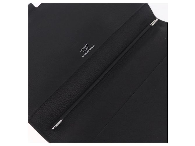 Hermès HERMES Agenda Vision Day Planner Cover Leather Black Silver Auth 206425 Negro Plata - vista 16
