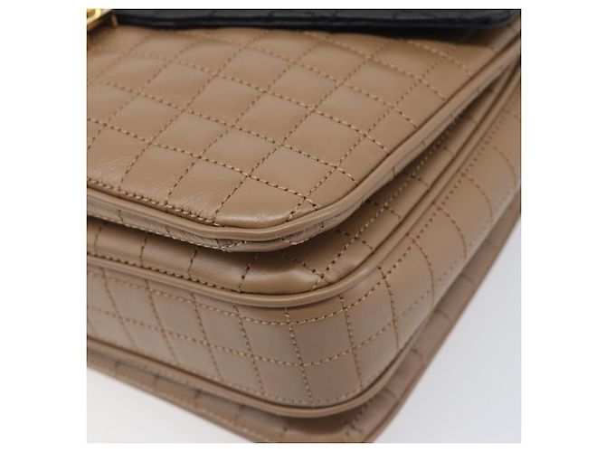 Céline Bolsa de Ombro com Corrente CELINE Couro Marrom Dourado Auth LN054V - vista 12