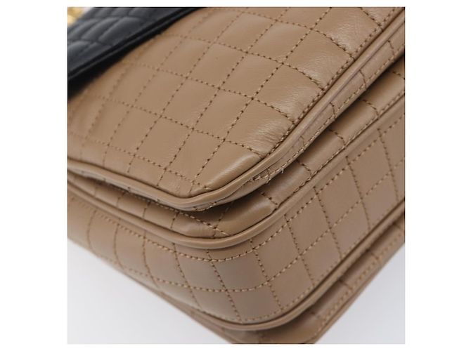 Céline Bolsa de Ombro com Corrente CELINE Couro Marrom Dourado Auth LN054V - vista 13