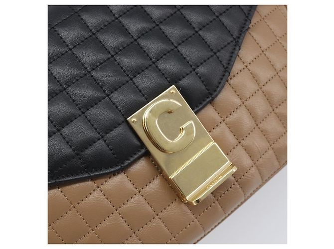 Céline Bolsa de Ombro com Corrente CELINE Couro Marrom Dourado Auth LN054V - vista 16