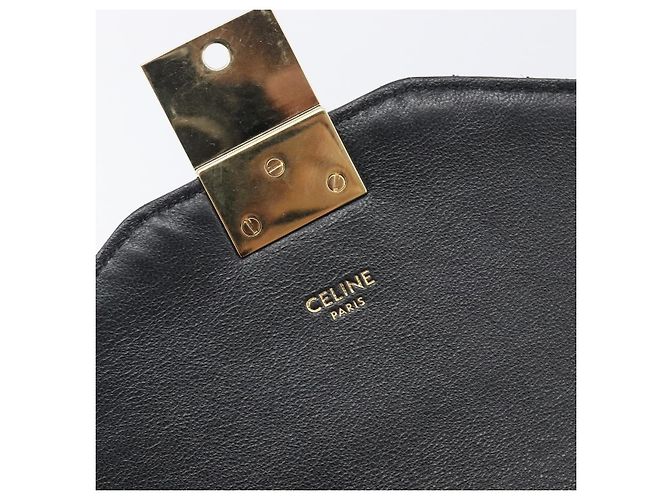 Céline Bolsa de Ombro com Corrente CELINE Couro Marrom Dourado Auth LN054V - vista 17