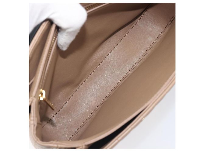 Céline Bolsa de Ombro com Corrente CELINE Couro Marrom Dourado Auth LN054V - vista 18