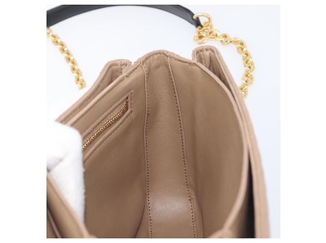 Céline Bolsa de Ombro com Corrente CELINE Couro Marrom Dourado Auth LN054V - vista 19