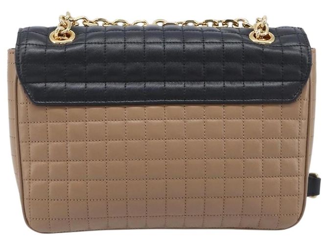 Céline Bolsa de Ombro com Corrente CELINE Couro Marrom Dourado Auth LN054V - vista 3