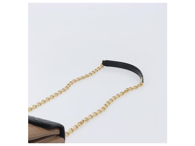 Céline Bolsa de Ombro com Corrente CELINE Couro Marrom Dourado Auth LN054V - vista 8