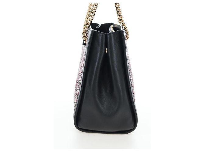 Borsa Salvatore Ferragamo Vala Chain Tote Bag in pelle nera e oro autentica 206334M - vista 4
