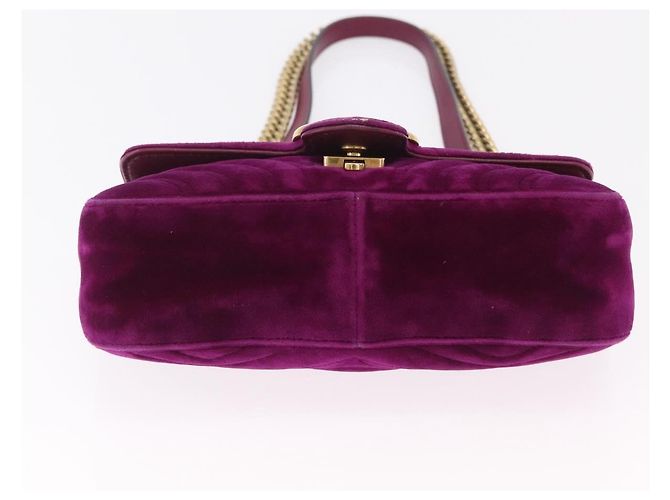 Borsa a tracolla con catena GUCCI GG Marmont Velluto Viola Tono Oro 446744 Auth ka6446V - vista 11