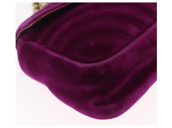 Borsa a tracolla con catena GUCCI GG Marmont Velluto Viola Tono Oro 446744 Auth ka6446V - vista 12