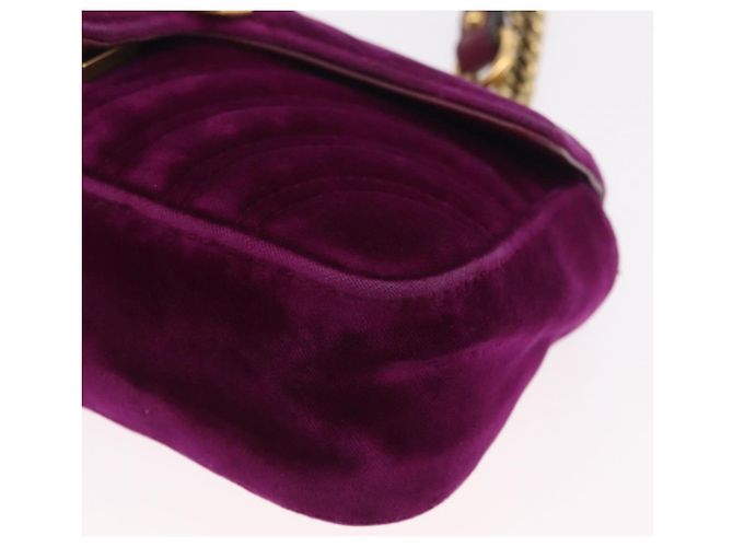 Borsa a tracolla con catena GUCCI GG Marmont Velluto Viola Tono Oro 446744 Auth ka6446V - vista 13
