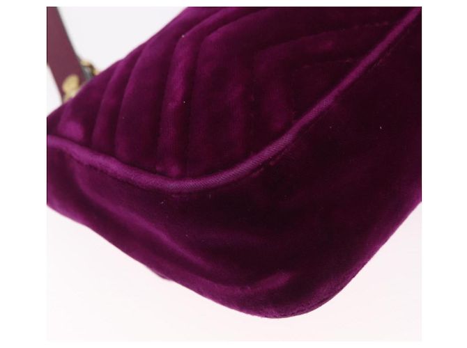 Borsa a tracolla con catena GUCCI GG Marmont Velluto Viola Tono Oro 446744 Auth ka6446V - vista 14
