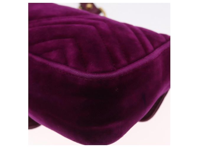 Borsa a tracolla con catena GUCCI GG Marmont Velluto Viola Tono Oro 446744 Auth ka6446V - vista 15