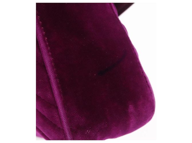 Borsa a tracolla con catena GUCCI GG Marmont Velluto Viola Tono Oro 446744 Auth ka6446V - vista 7