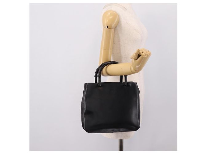 GUCCI Bamboo Handtasche Leder Schwarz Silber 002 1061 Auth ka6458 - Ansicht 24