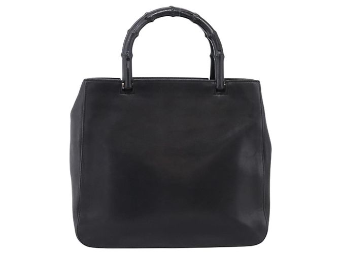 GUCCI Bamboo Handtasche Leder Schwarz Silber 002 1061 Auth ka6458 - Ansicht 3