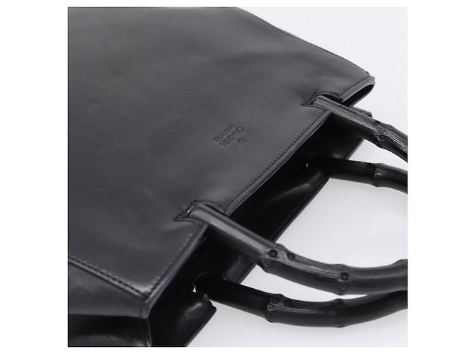 GUCCI Bamboo Handtasche Leder Schwarz Silber 002 1061 Auth ka6458 - Ansicht 6