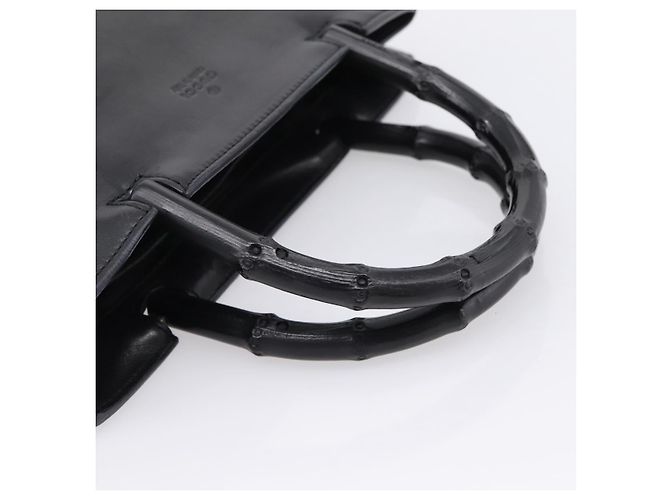 GUCCI Bamboo Handtasche Leder Schwarz Silber 002 1061 Auth ka6458 - Ansicht 7