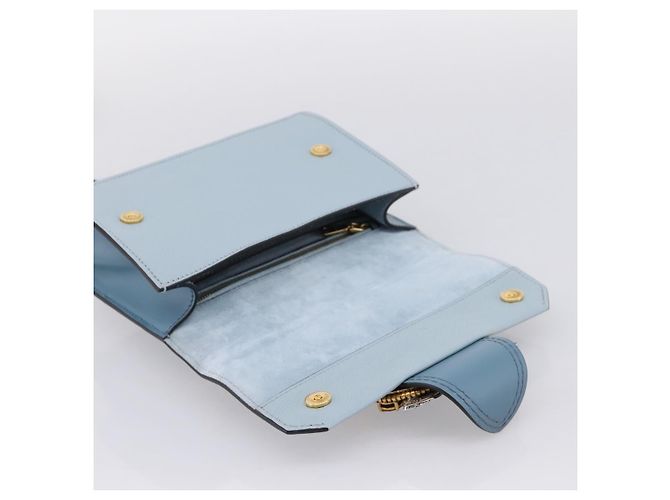 Borsa a tracolla Miu Miu Madras in pelle azzurro tono oro Auth ka6472V Blu chiaro - vista 10