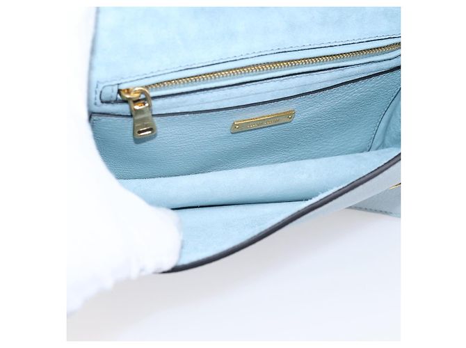 Borsa a tracolla Miu Miu Madras in pelle azzurro tono oro Auth ka6472V Blu chiaro - vista 11