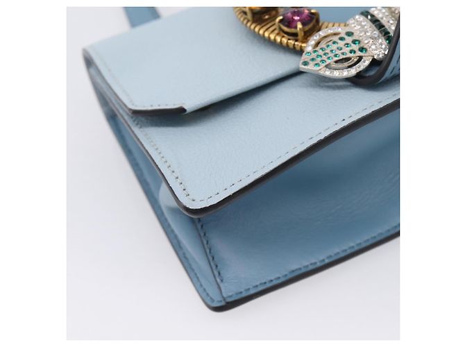 Borsa a tracolla Miu Miu Madras in pelle azzurro tono oro Auth ka6472V Blu chiaro - vista 14