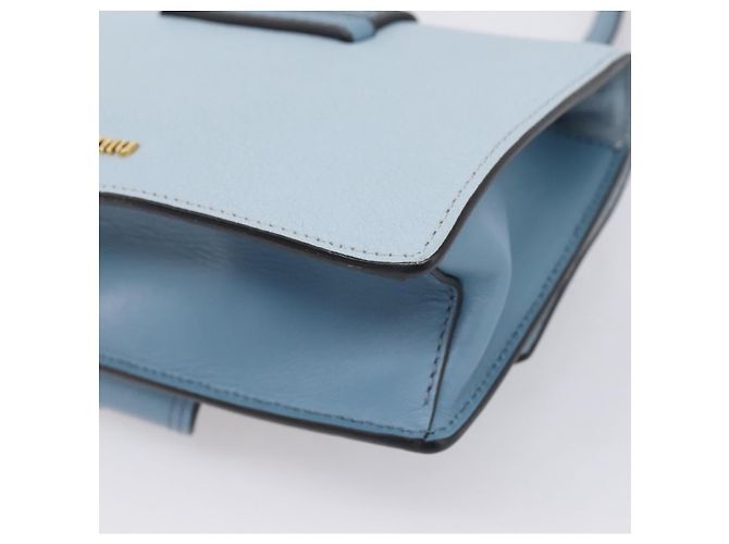 Borsa a tracolla Miu Miu Madras in pelle azzurro tono oro Auth ka6472V Blu chiaro - vista 15