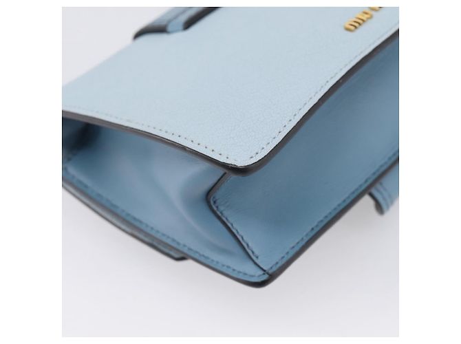Borsa a tracolla Miu Miu Madras in pelle azzurro tono oro Auth ka6472V Blu chiaro - vista 16