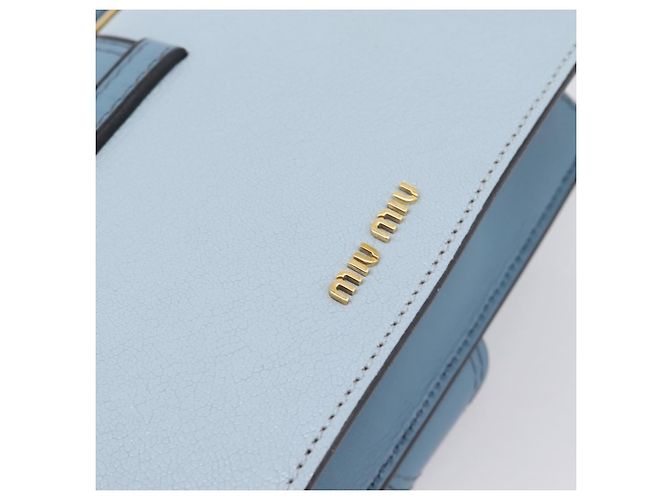 Borsa a tracolla Miu Miu Madras in pelle azzurro tono oro Auth ka6472V Blu chiaro - vista 17