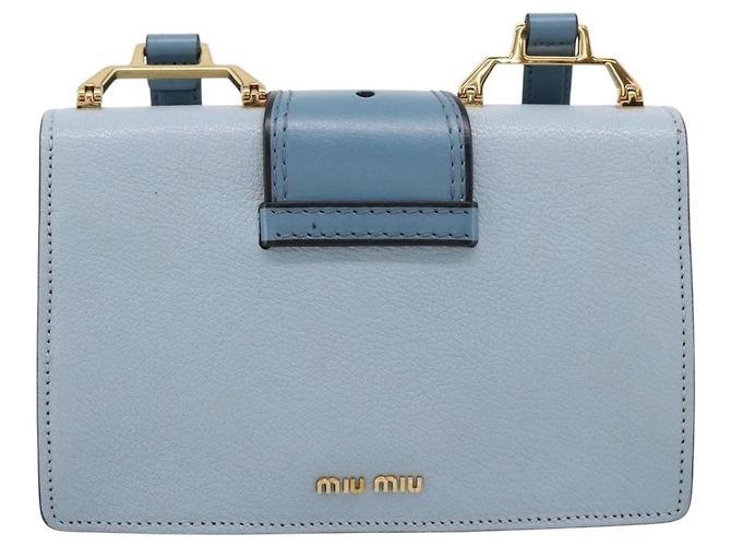 Borsa a tracolla Miu Miu Madras in pelle azzurro tono oro Auth ka6472V Blu chiaro - vista 2