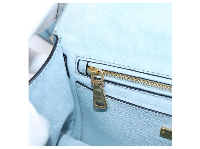 Borsa a tracolla Miu Miu Madras in pelle azzurro tono oro Auth ka6472V Blu chiaro - vista 22