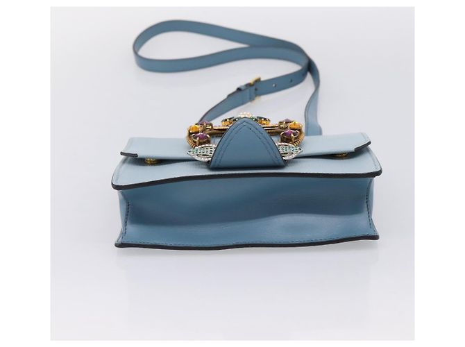 Borsa a tracolla Miu Miu Madras in pelle azzurro tono oro Auth ka6472V Blu chiaro - vista 5