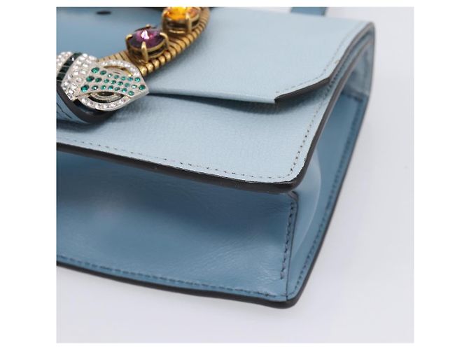 Borsa a tracolla Miu Miu Madras in pelle azzurro tono oro Auth ka6472V Blu chiaro - vista 9