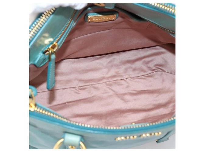 Bolsa de mão Miu Miu em couro 2way azul tom dourado Auth 206643V - vista 11