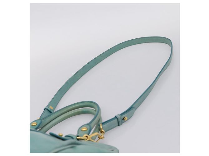 Bolsa de mão Miu Miu em couro 2way azul tom dourado Auth 206643V - vista 14