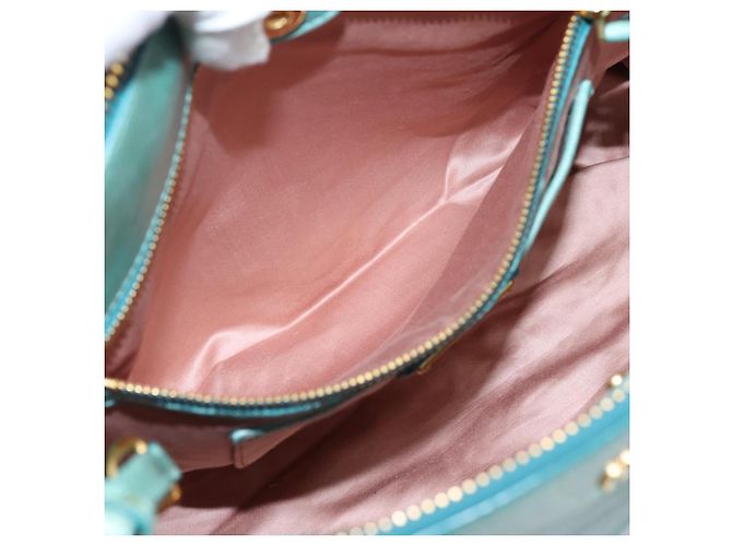 Bolsa de mão Miu Miu em couro 2way azul tom dourado Auth 206643V - vista 23