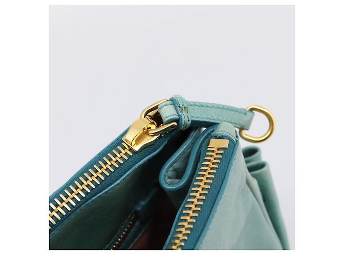 Bolsa de mão Miu Miu em couro 2way azul tom dourado Auth 206643V - vista 26
